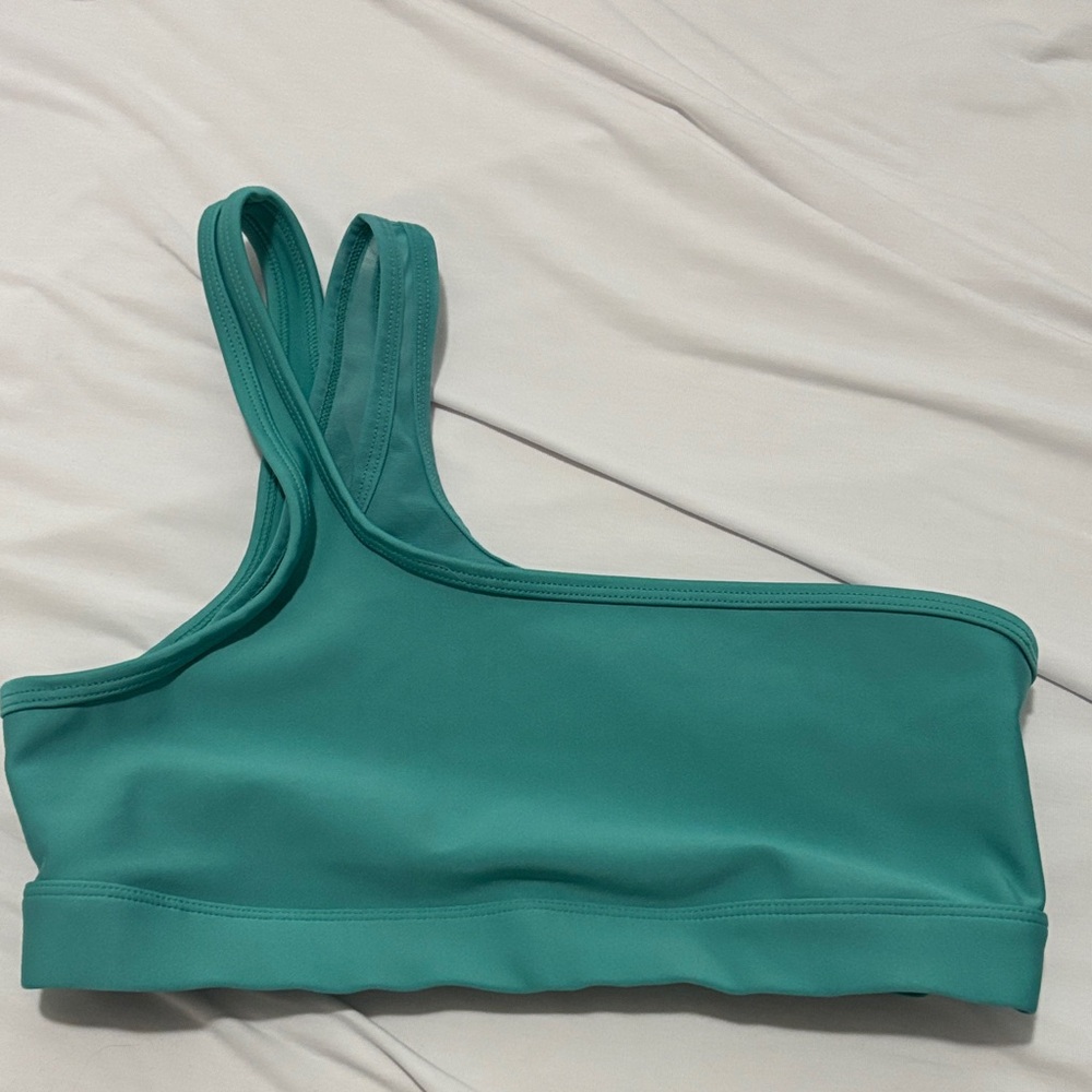 Teal One-Shoulder Alo Sports Bra